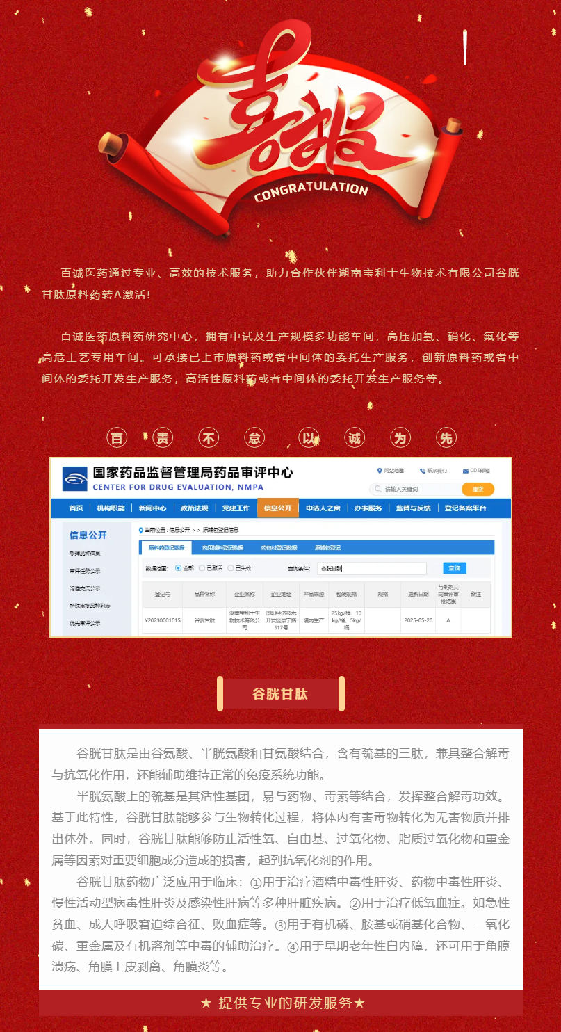 喜報(bào)！百誠醫(yī)藥助力合作伙伴谷胱甘肽原料藥轉(zhuǎn)A激活！.png